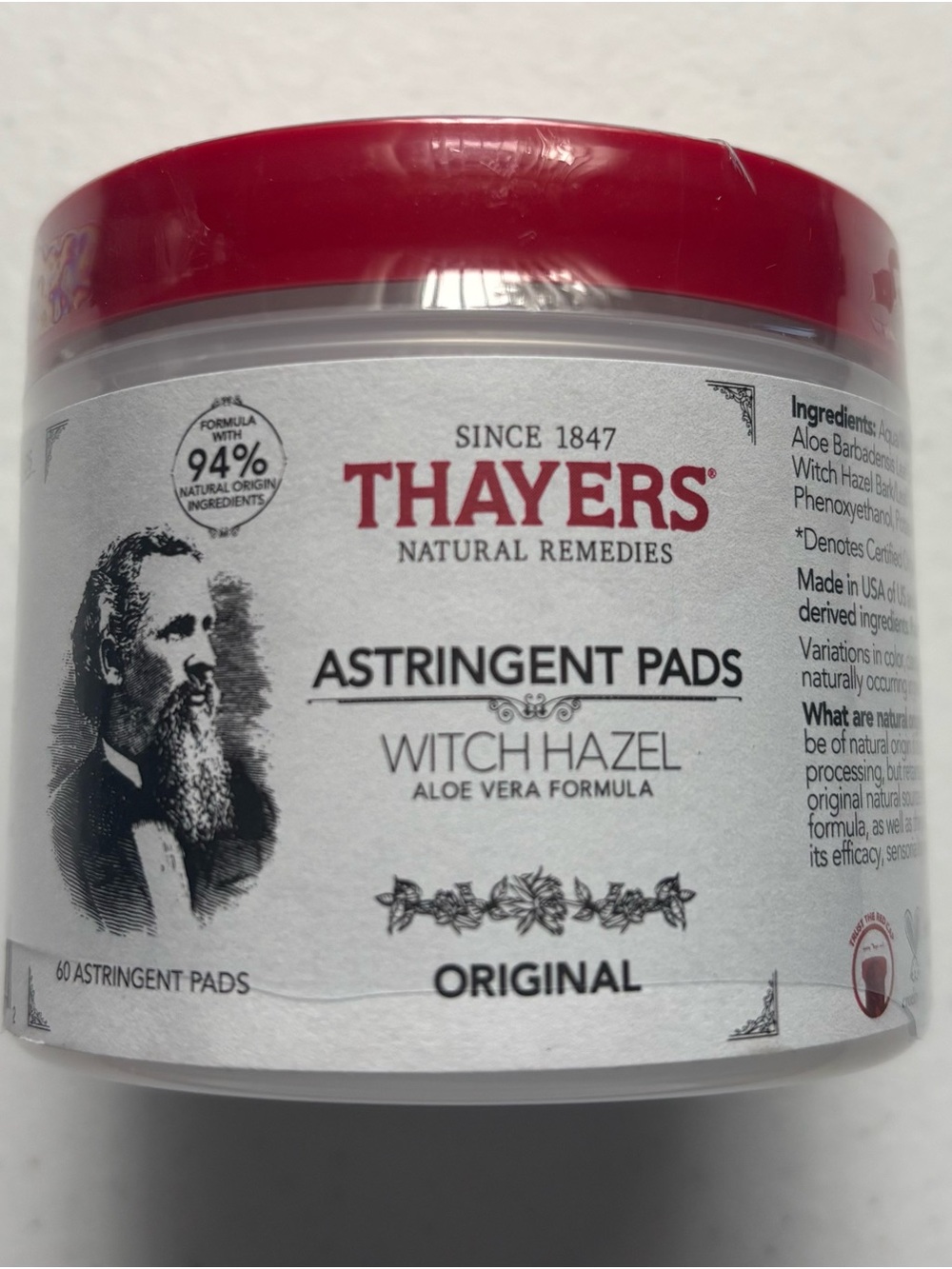 Witch Hazel Astringent Pads - Original (White/Red)